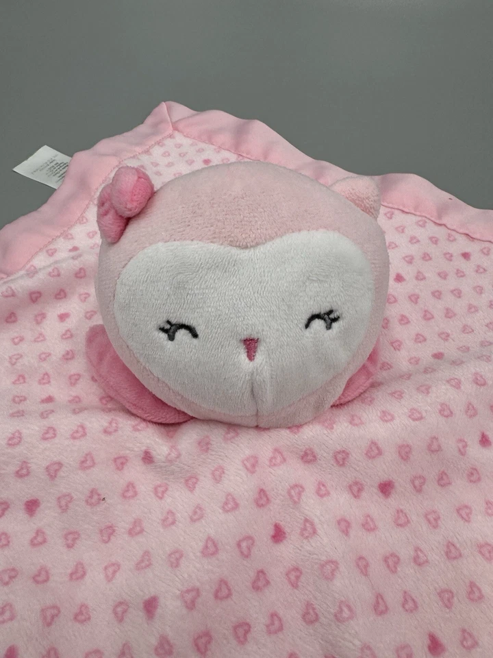 Manta de seguridad Carters Child of Mine Pink Owl Lovey Baby con corazones Foto 2 de 4