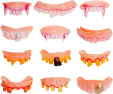 12 Pieces Gnarly Teeth Gag Teeth Ugly Fake Teeth Vampire Denture Teeth for Hallo