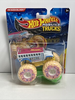 Hot Wheels Monster Trucks 2023 1:64  HW Dozen Delivery  with Crushed Car, NEW!