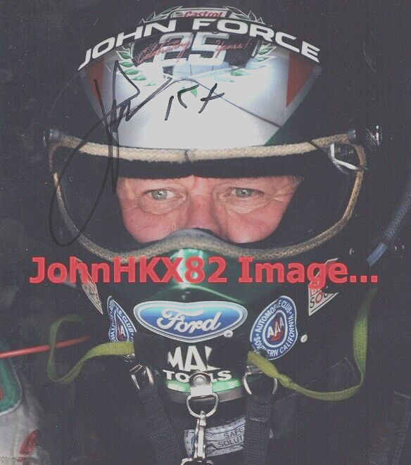 John Force Autographed Photo - Then 15X NHRA Funny Car Champ.