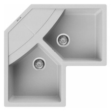 Lavello Elleci Incasso Cucina UnicoCorner 2Vasche 83x83 GrigioAluminium LMUCOR79