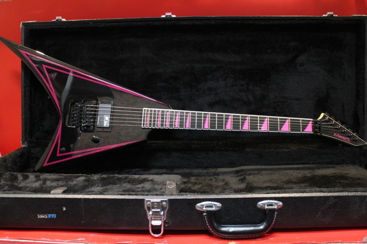 Open Box Edwards E-AL-166 Pink Sawtooth Black Electric Guitar