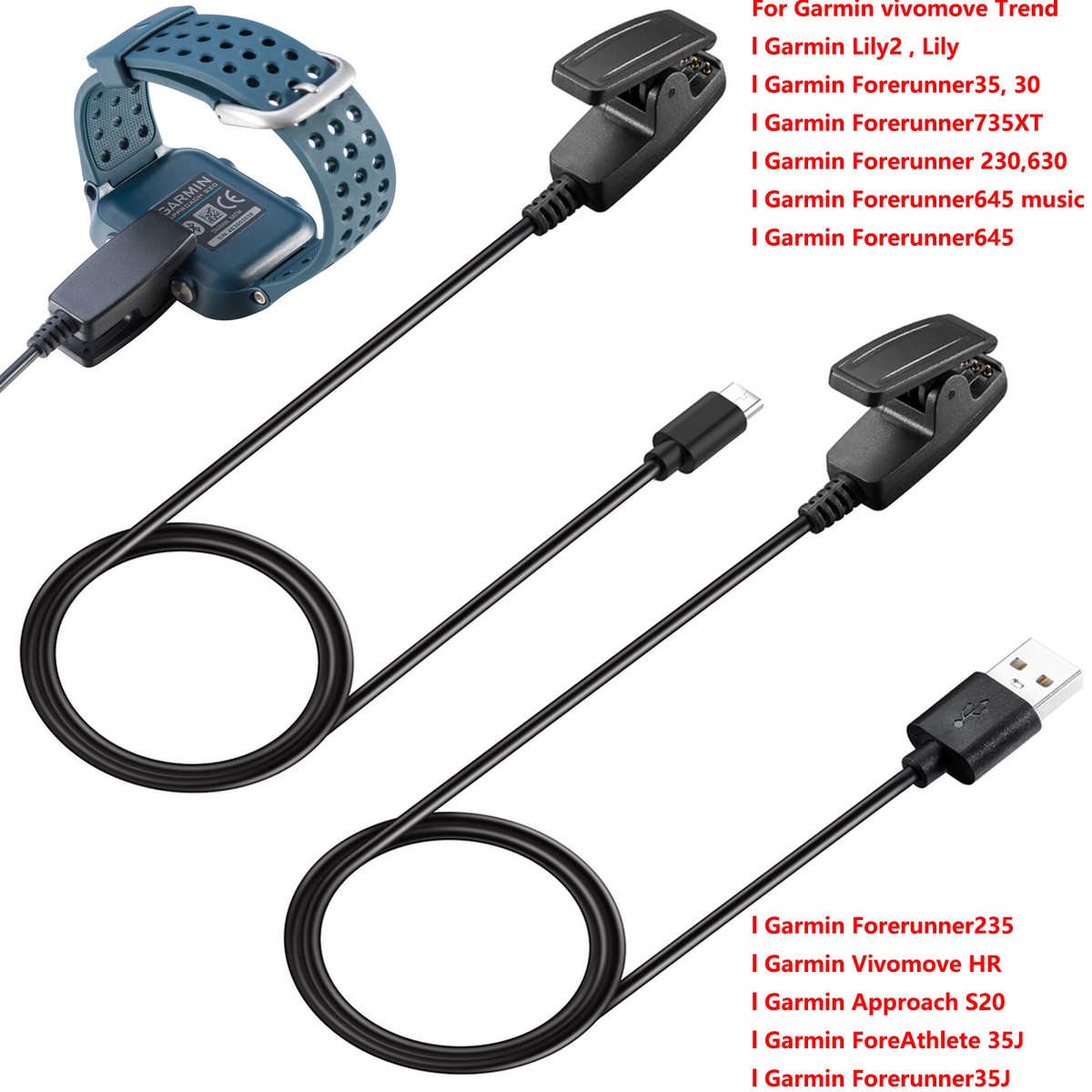 Smart Watch Charging Charger Clip for Garmin Lily 2/Approach S20/vivomove  Trend