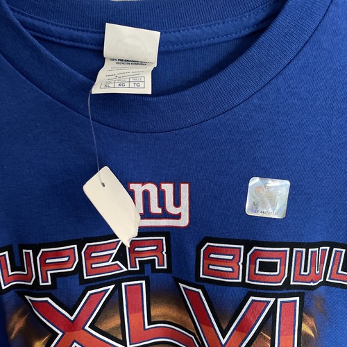 New York Giants Shirt Men Size Medium XLVI Super Bowl Champions TShirt Blue XL - Picture 3 of 6
