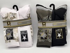 NEW 6 PAIR PACK MENS OFFICIALLY LICENSED U.S ARMY CREW SOCKS HIGH IMPACT CUSHION
