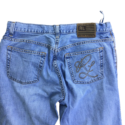 Polo RALPH LAUREN Women Lasso Distress Blue Denim Jeans 30 x 29 RL