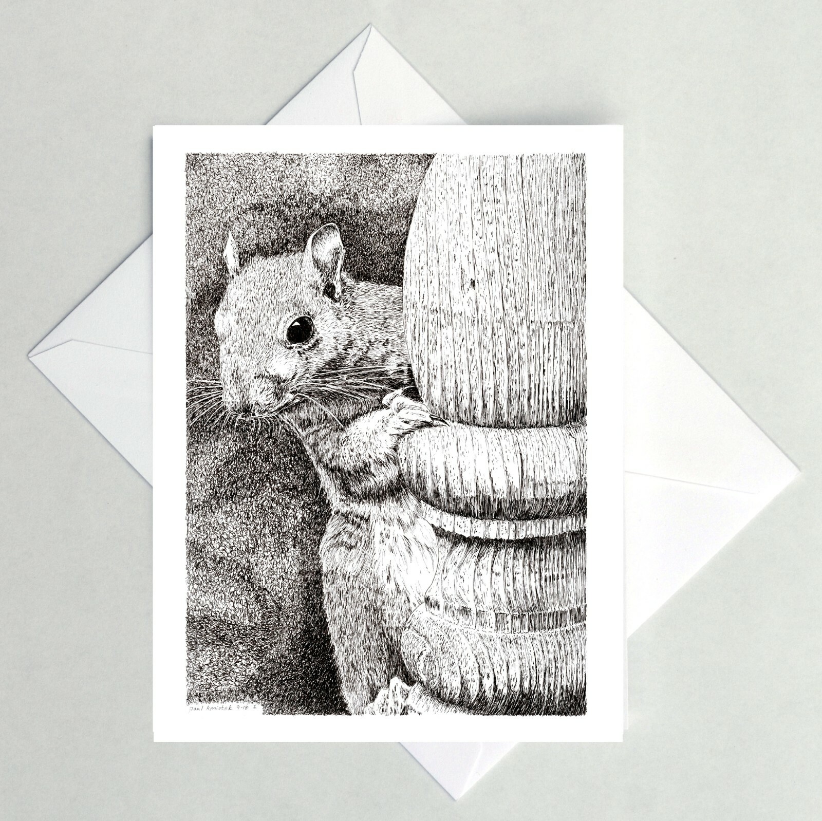 Peggy's Nemesis Print, Note Card, Pen and Ink, Matted, Squir