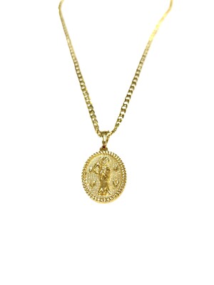 14K Solid Gold Filled Grim Reaper pendant Charm Chain 24'' Santa Muerte
