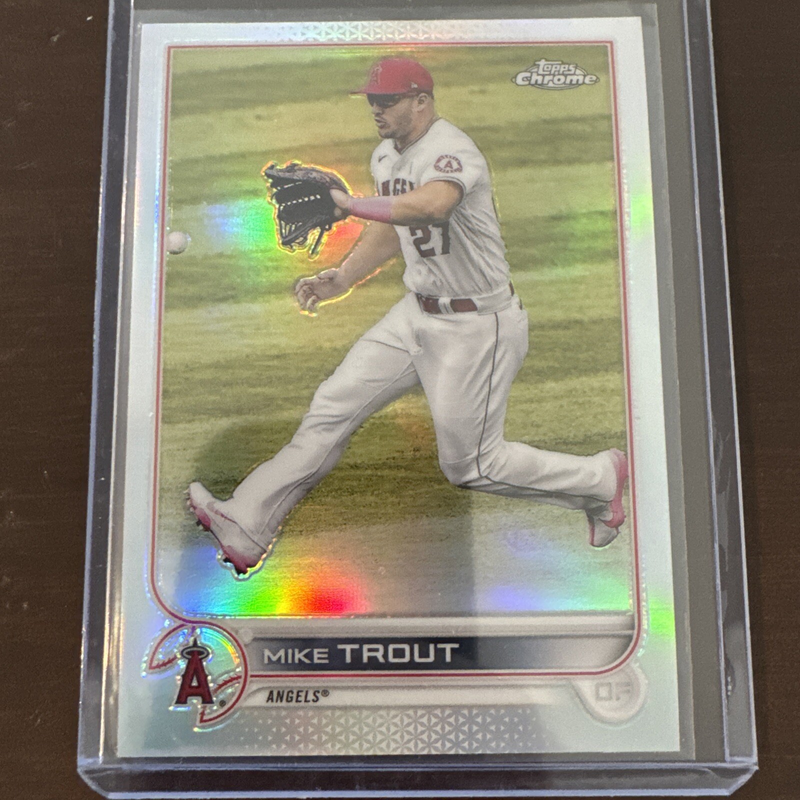 2022 Topps Chrome #200 Mike Trout refractor card Angels