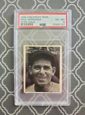 1940 PAUL DERRINGER Team Issue - Cincinnati Reds- Very Rare Low Pop EX-MT PSA 6