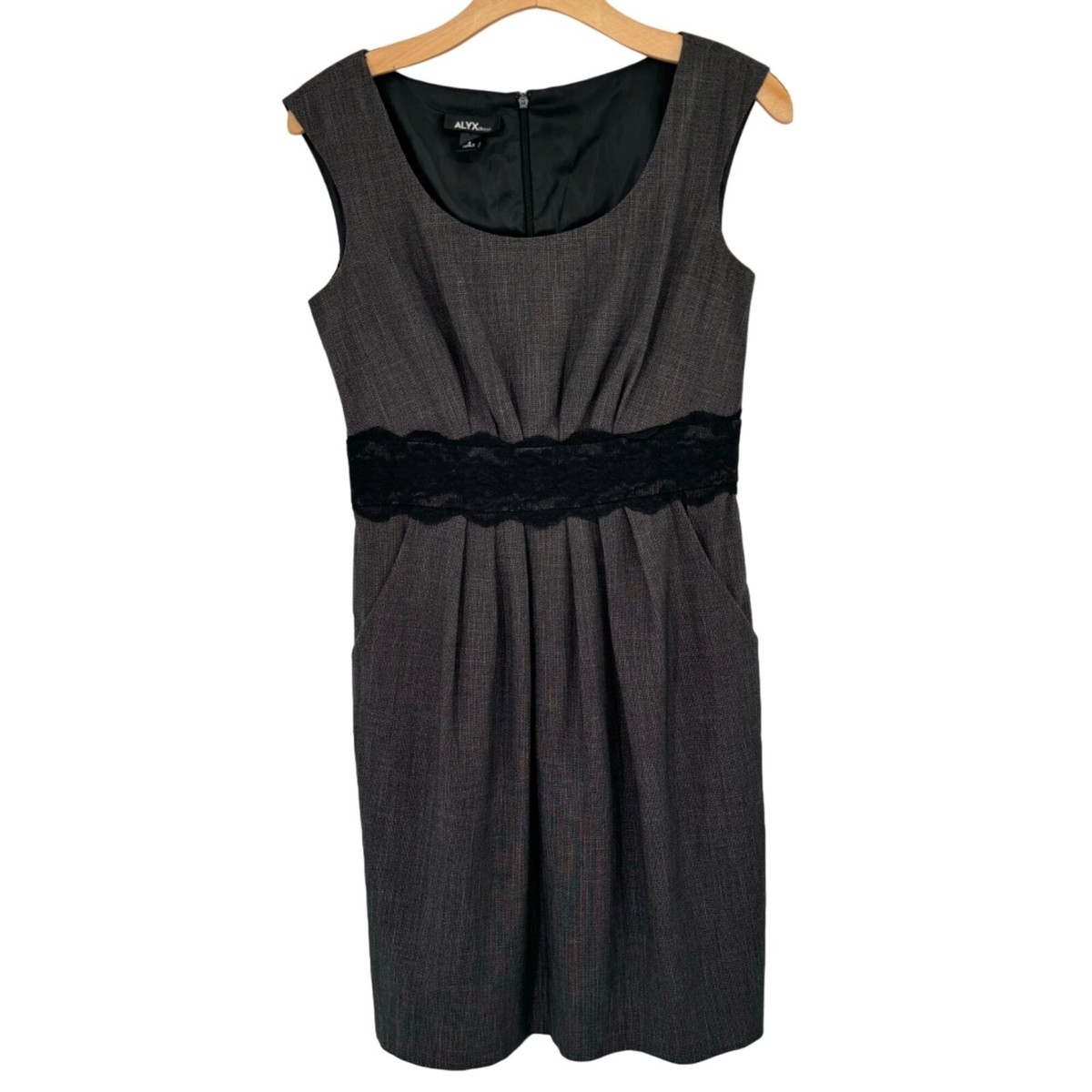 Alyx Women's Sleeveless Sheath Dress Black Lace Waist Size 6 Gray career Alyx Women's Sleeveless Sheath Dress Black Lace Waist Size 6 Gray career