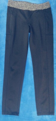 Old Navy Active L/G 10-12 Regular /Standart Girls Leggings Pockets Black/Gray 