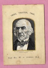 RARE Trade Pure Silk picture card woven Gladstone British PM 1809-98 #051