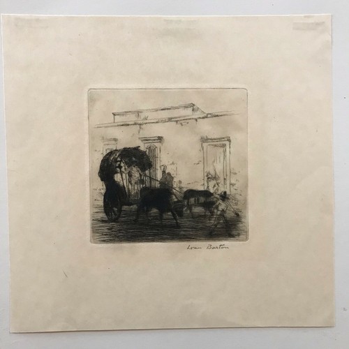 Antique Loren Barton Etching Print Carriage Street Scene Good Condition Signed - Picture 3 of 4