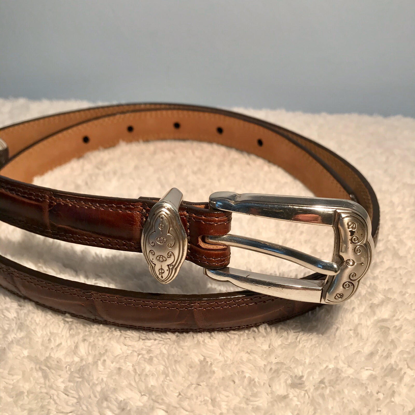 Brighton Belt Brown Leather Silver Accents Size M /30 Classy - Main Image
