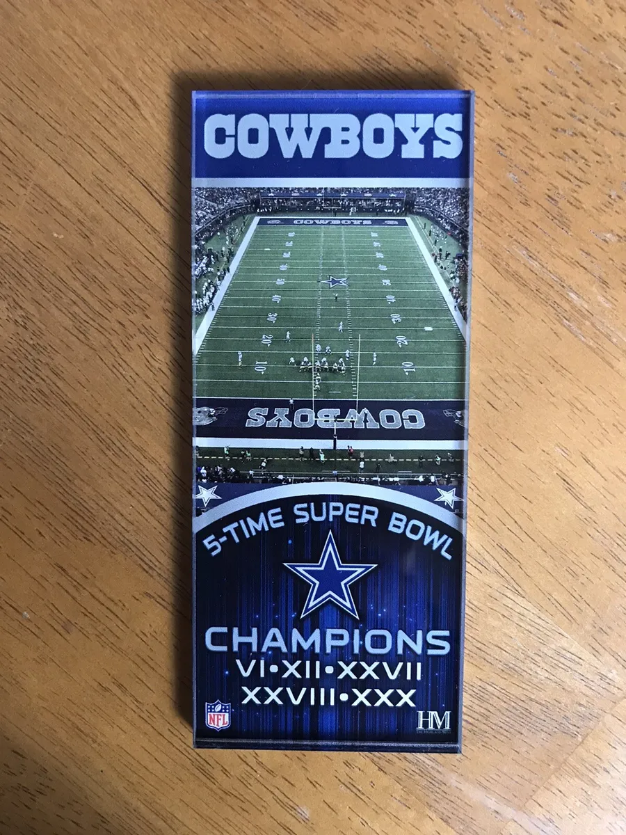 Dallas Cowboys 5 X Super Bowl Champions Acrylic Souvenir Ticket Highland  Mint