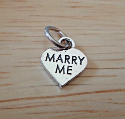 WINZIGER 11x9mm Sterlingsilber Heirate mich Valentinstag Gespräch Herz Charm