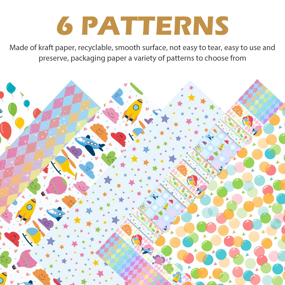 6sheets 6 Patterns Home School Graduation Gift Packaging Birthday