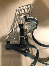 Black Leather Dog Anti-Disorder Eating Cage Mouth Cover Stainless Steel