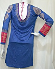 BLUE Boho Tunic Long Sleeve Kurti Small  Large