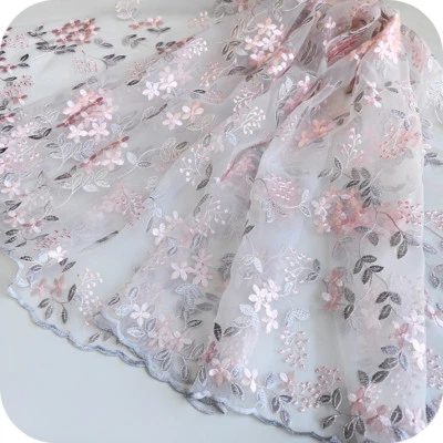 Organza Bestickt Blumen Spitze Stoff Durchsichtig Netz Tutu Brautkleid Vorhang - Bild 1 von 4