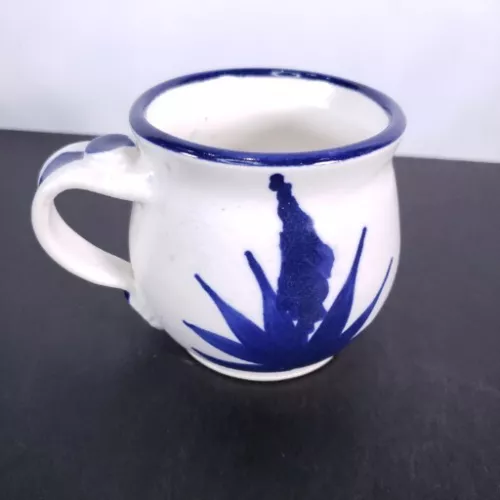 Vintage Signed Pottery Handmade Stoneware Mug Cup Coffee Tea Cobalt Blue