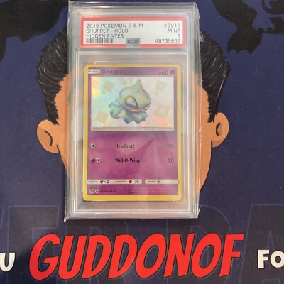 PSA 9 MINT 2019 Pokemon Hidden Fates SHUPPET SV16 Shiny Holo Rare