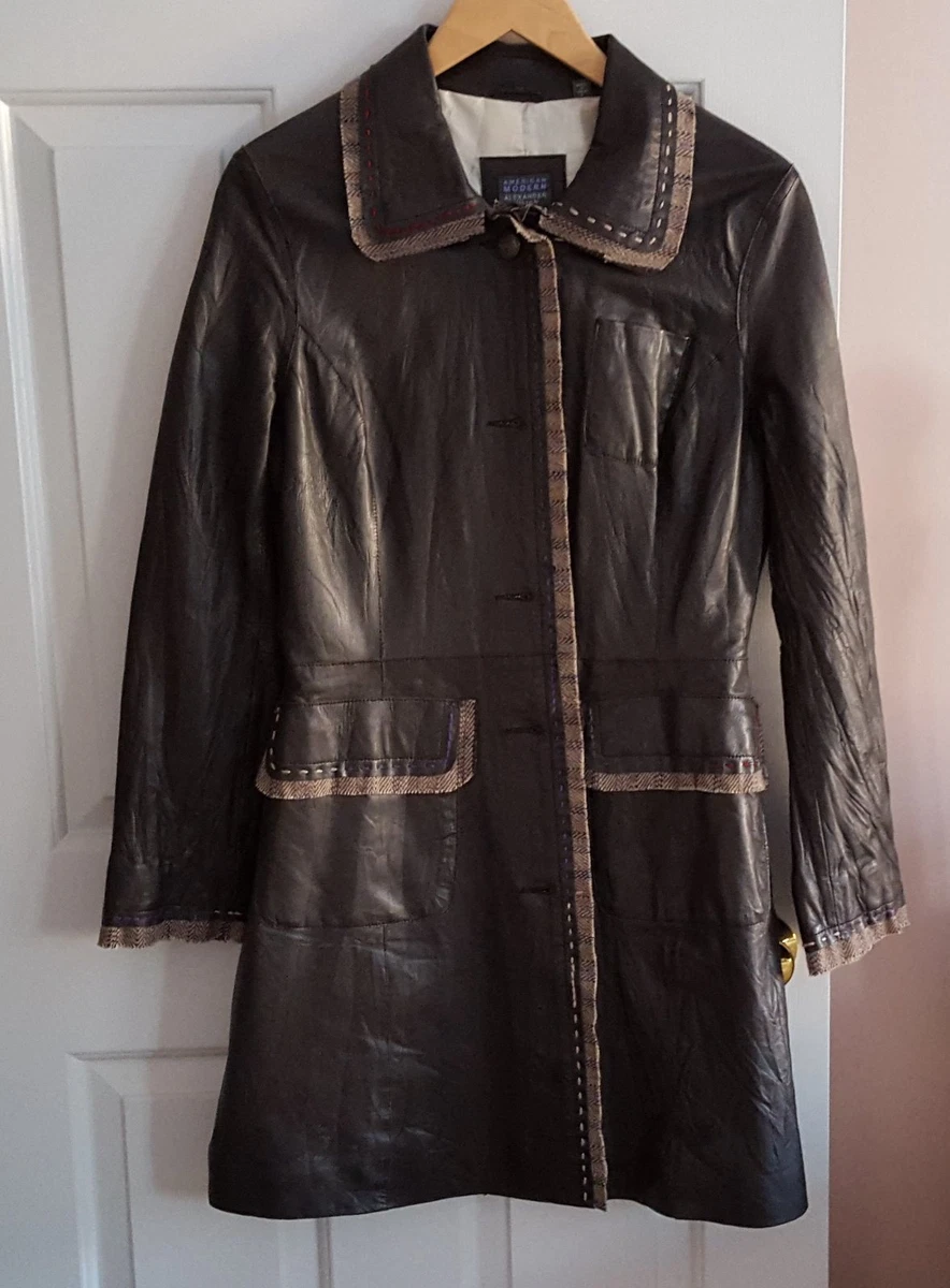 Veste En Cuir Alexander Julian American Modern - Taille M - Bleu Avec Ceinture - Neuf Sans étiquettes