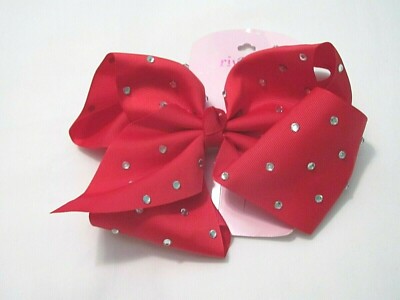 NEW RIVIERA GIRL'S RED JUMBO HAIR BOW WITH RHINESTONES