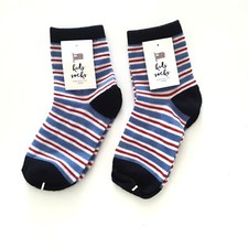 Made for Retail Kids Unisex Socks Size 7-8.5 Patriotic Red Blue Stripe 2 Pair