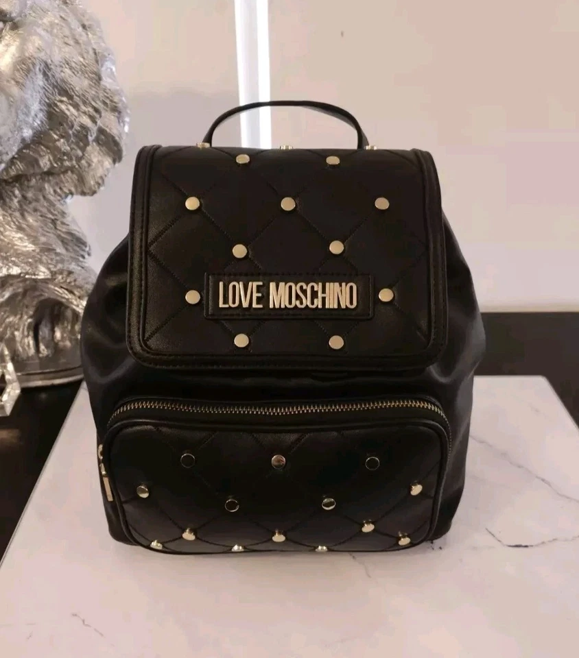 Love Moschino Backpack Gold Studded Black Rucksack  - Image 3 of 4