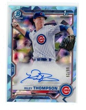 2021 Riley Thompson Bowman Chrome 1st Light Blue  Cracked Ice Auto /99  Cubs RC