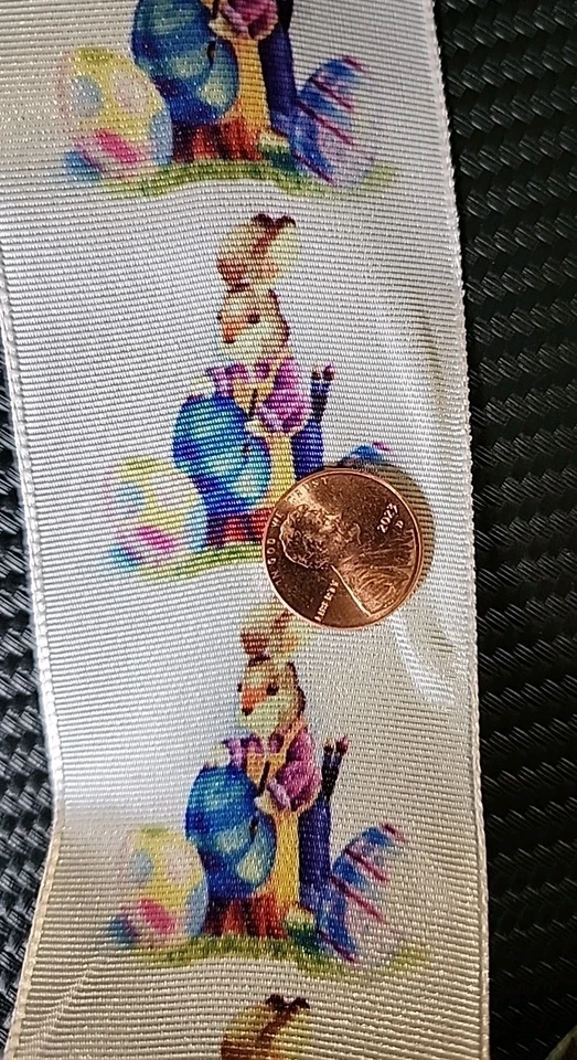 Easter Ribbon Multicolor Easter Bunnies 2"  Wide Wired Edge 2 Rolls 6 YARDS - Image 4 of 4