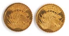 (2) American Eagle St. Gaudens 20 Dollar Design 22 Karat 0.5 Gram Gold Coins