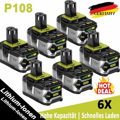 6X 18V 7.0Ah Akku Für RYOBI One Plus Lithium RB18L50 P108 P109 Batterie 18 Volt