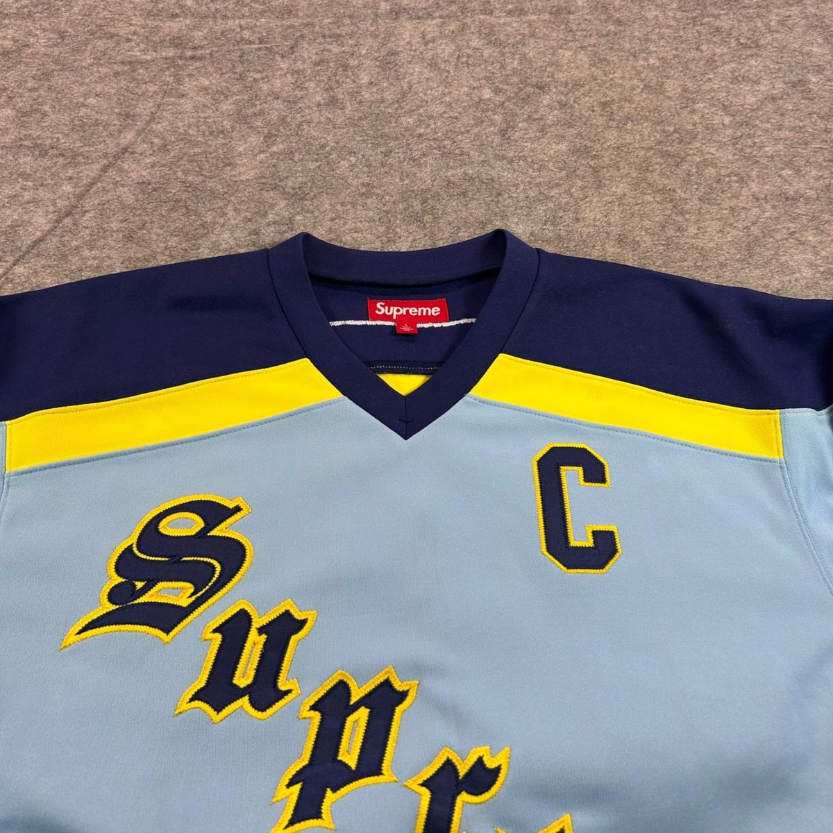 Supreme Shootout Hockey Jersey Mens Large Blue Fire & Ice Embroidered Patch B144 View 3
