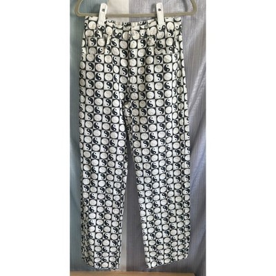 Pull&Bear Y2K Yin Yang Checkerboard Straight Leg High Rise Jeans Size 4 Op-Art
