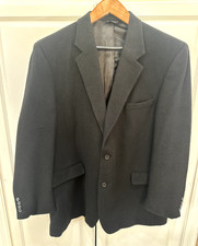 Jos A. Bank Men's Black Suit Jacket 100 Camel Hair Size 48L Two Button Front