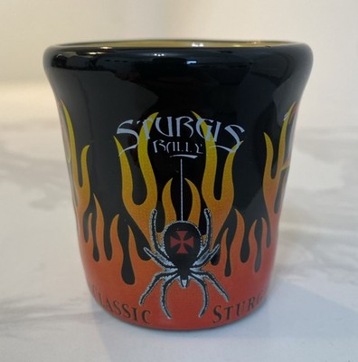 Sturgis Rally 2006 Motor Classic Shot Glass - Harley Flame Spider 3 oz