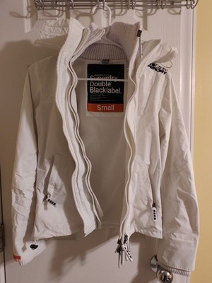 Superdry JAPAN Women's S Double Blacklabel White Windbreaker Jacker - Size Small