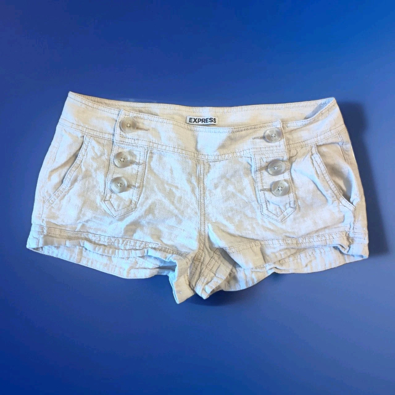 Vintage Y2K Khaki Shorts Micro Mini Sz 4 Express Preppy Academia Linen Cotton
Opens in a new window
