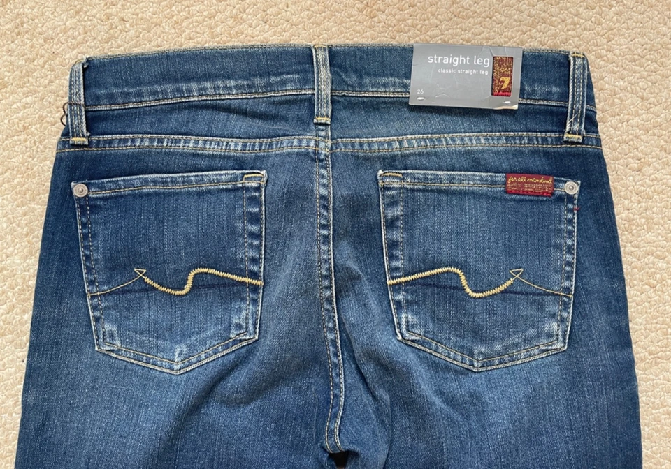 7 for all mankind Straight Leg Jeans Mimi Wash 26 NWT - Image 4 of 4