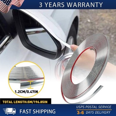 1/2'' Chrome Trim Molding Strip Car Decoration Door Side Body Protector 16ft PVC
