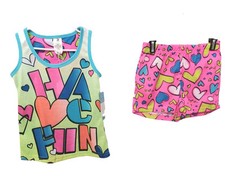 Girls Shorts Pajama Set-4/5-Tank Top-HAVE FUN 2 Piece Multicolor