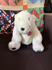 Vintage 1995 Coca-Cola Plush Stuffed Polar Bear Stuffed Animal 11” Tall