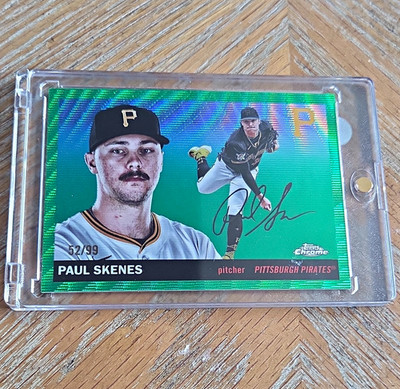 Topps Chrome Paul Skenes Pittsburgh Pirates Autograph Green /99 Card P1