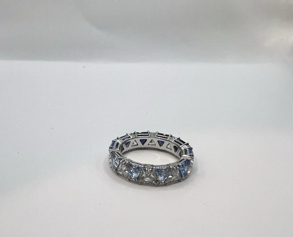 Anillo de eternidad Swarovski Matrix cristales azules ombre talla 9 Foto 3 de 4