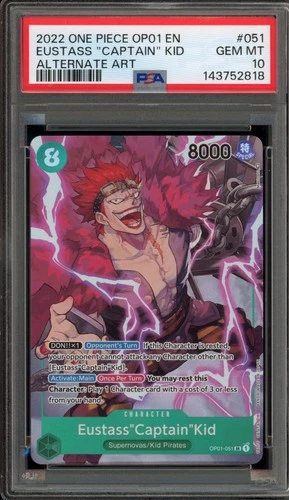 One Piece CCG Eustass"Captain"Kid Alternate Art OP01-051 PSA 10 Gem Mint