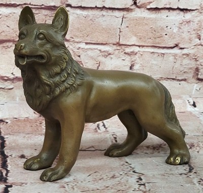 Vienna Genuine Bronze German Sheppard Dog Animal HotCast Barye Sculpture