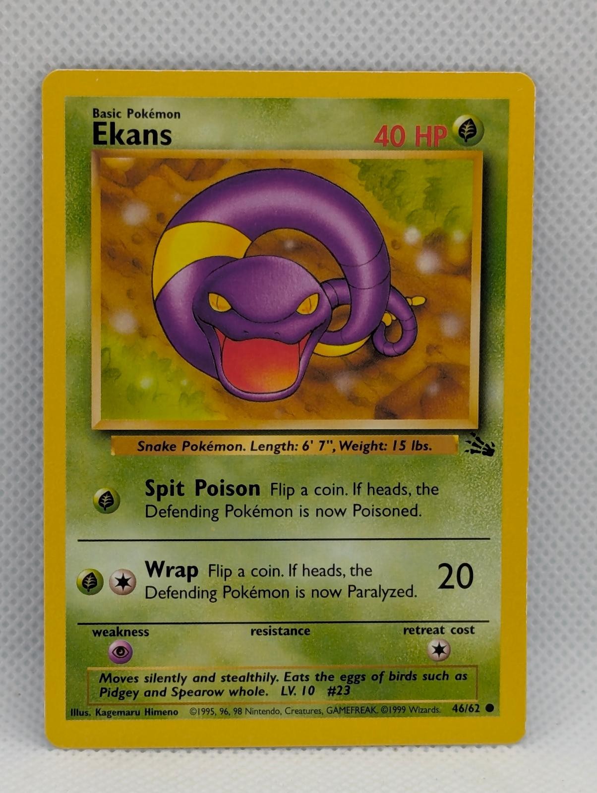 EKANS 46/62 C FOSSIL POKEMON UNLIMITED MODERATELY PLAYED EKANS